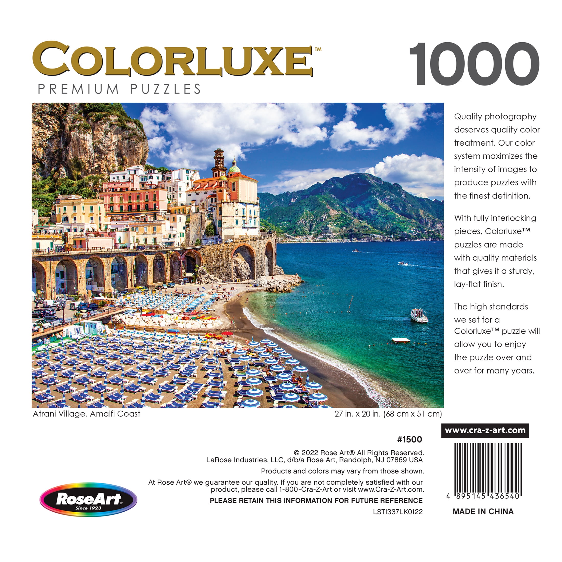 Roseart Colorluxe 1000 Piece Abrani Village, Amalfi Coast Adult Interlocking Jigsaw Puzzle