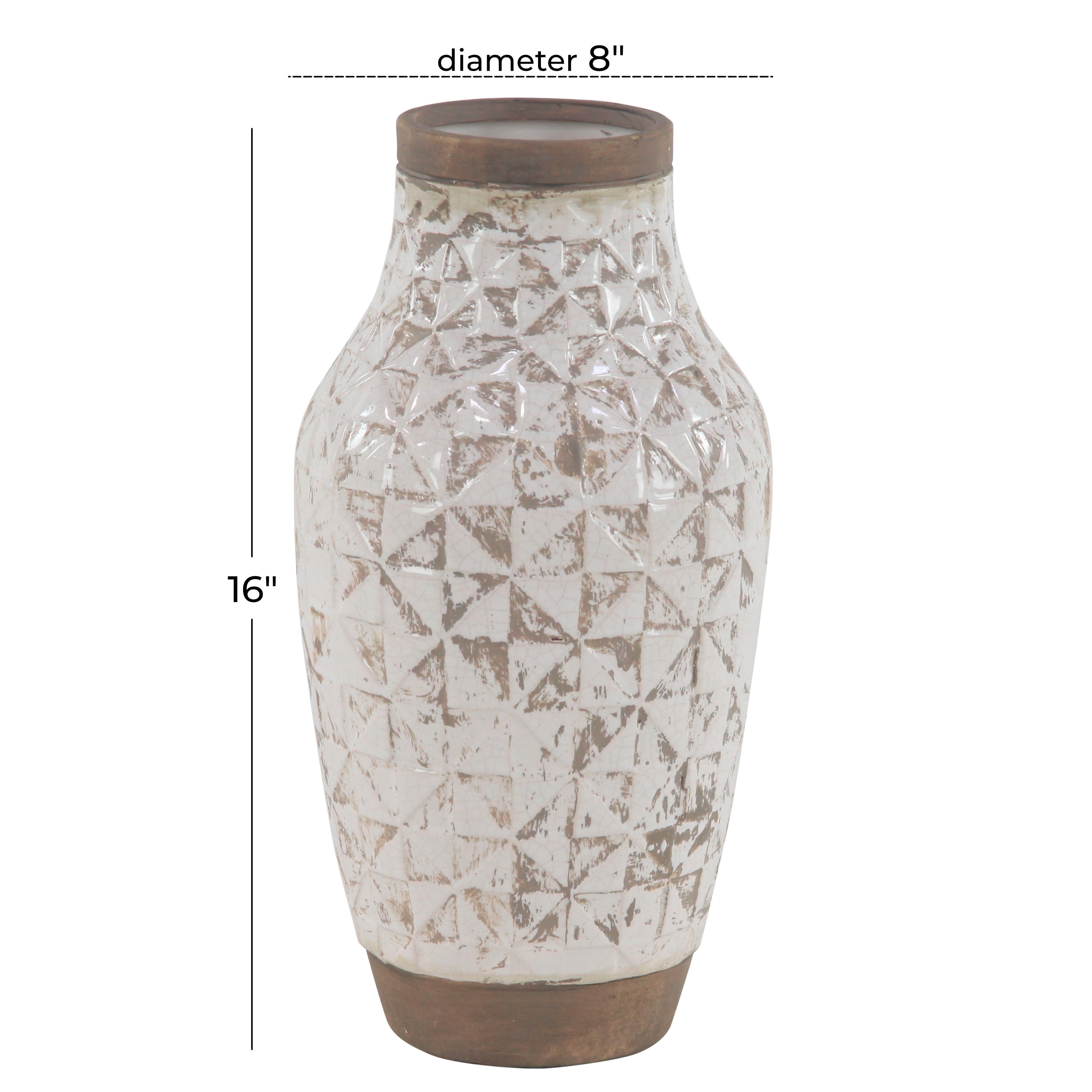 DecMode 16" White Ceramic Vase