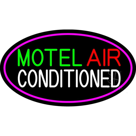 Motel Air Conditioned LED Neon Sign 20 x 37 - inches, Black Square Cut Acrylic Backing, with Dimmer - Bright and Premium built indoor LED Neon Sign for Defence Force.
