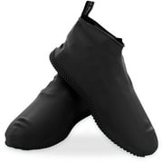 BAYI - Waterproof Shoe Covers Rain Cover Boot Reusable Slip On Socks Footwear Silicone Rubber Shoes Protector Outdoor & Indoor Anti-Slip Stretchable (L, Black)