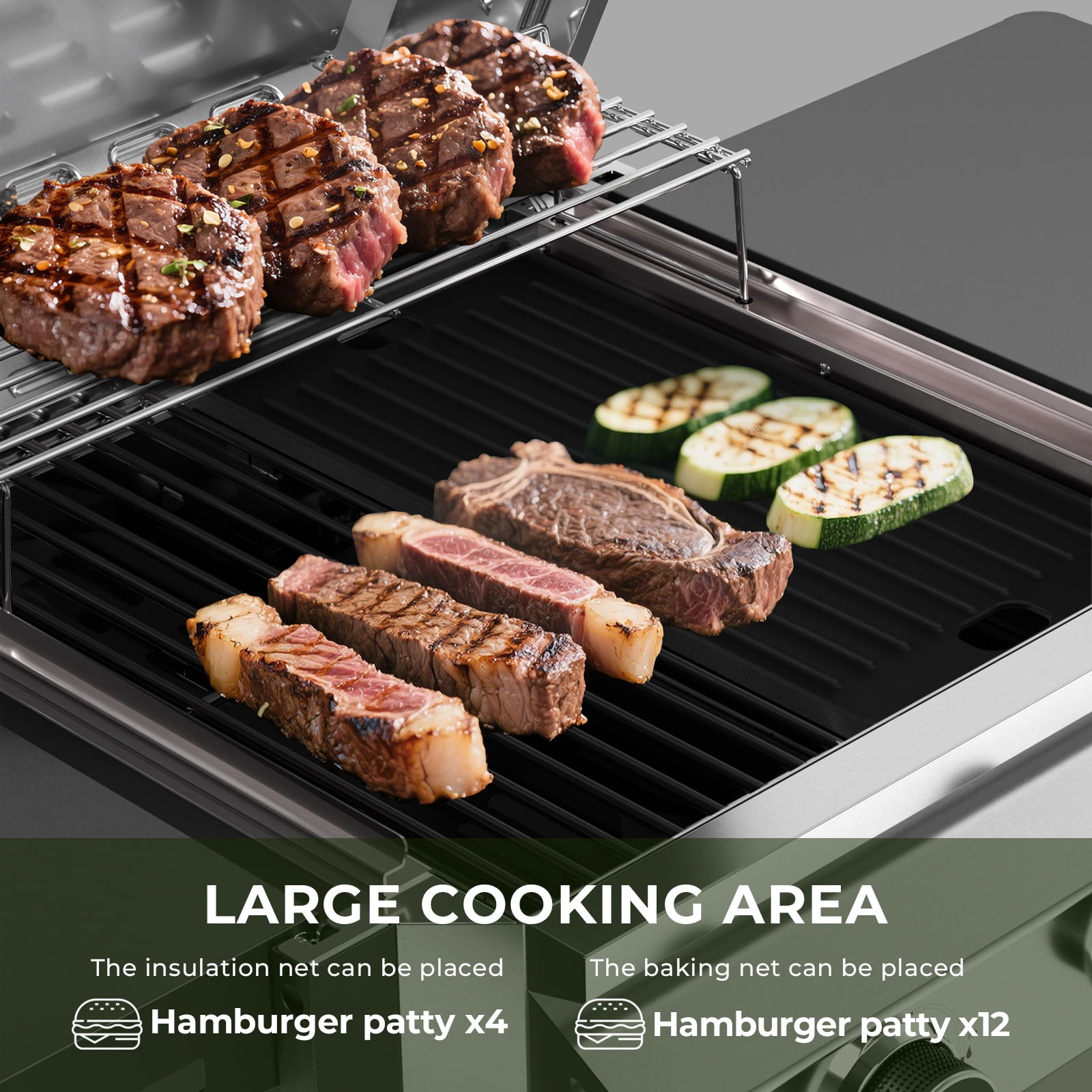 Gas Grill with 2-Burner,Outdoor Gas BBQ Grill,16000 BTU