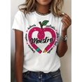 thumbnail image 1 of Women'S Spanish Teacher Heart Graphic T-Shirt - "Maestra" Print, Short Sleeve Crew Neck Casual Top for Spring & Summer, Bright Colors, Soft Fabric, Perfect for Educators, Summer Top | Heart Motif Top, 1 of 5