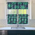 thumbnail image 3 of 3-Piece Window Curtain Set, 27.5x24in Bamboo and Maple Leaves Pattern, Polyester Tier Panels and Valance for Small Kitchen, Bathroom, or Camper Window Treatment, 3 of 6