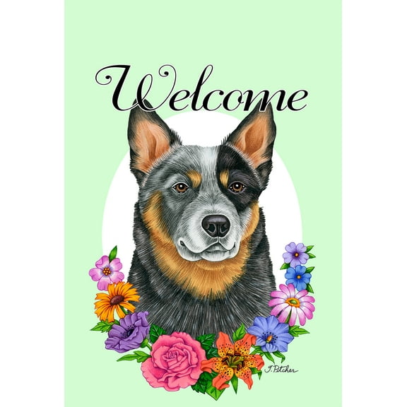 Australian Cattle Dog Blue - Best of Breed Welcome Flowers House Flags