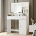 thumbnail image 4 of MXKF Makeup Vanity Desk,Dressing Table with Large Drawer , 3 Level Storage Dresser White, 4 of 7