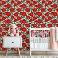 thumbnail image 3 of Peel and Stick Wallpaper 23.6in x 9.8ft Vibrant Red Bluebirds Floral Cream Contact Paper Vinyl Self-Adhesive Removable Wall Paper for Bedroom DIY Home Decor Renter Friendly, 3 of 8