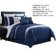 thumbnail image 2 of Basel Pleated King Comforter Set with Diamond Pattern The Urban Port, Blue and White- Saltoro Sherpi, 2 of 2