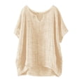 thumbnail image 2 of Cotton Linen Shirts for Women Boho Loose Tunic Blouse Summer 2026 Casual Comfy Crewneck Gauze Tops Beach Shirt, Beige L, 2 of 7