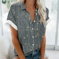 thumbnail image 2 of Pompotops Blouse Décontractée à Col pour Femmes Manches Courtes Imprimé Chemise Ample Boutons Cardigan Liquidation, 2 of 5