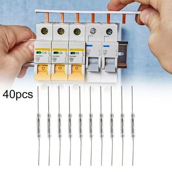 40Pcs Magnetic Glass Reed Switch 2X14Mm Normally Open N/O 2-Pin Low Voltage Reed Switches Magnetic Induction Switch Smile Home