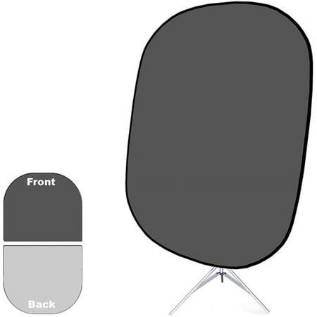 UPC: 0731409624039 | 5×6  Collapsible Disc Reversible Muslin Style Background with 8  Aluminum Stand  Dark/Light Gray