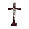 thumbnail image 1 of Crucifijo de madera, estatua de Jesús, adorno, regalos religiosos, Cruz de mesa católica para sala de estar, hogar, oficina, decoración, colección de borgoña Soledad Figurilla Jesús Cruz, 1 of 9