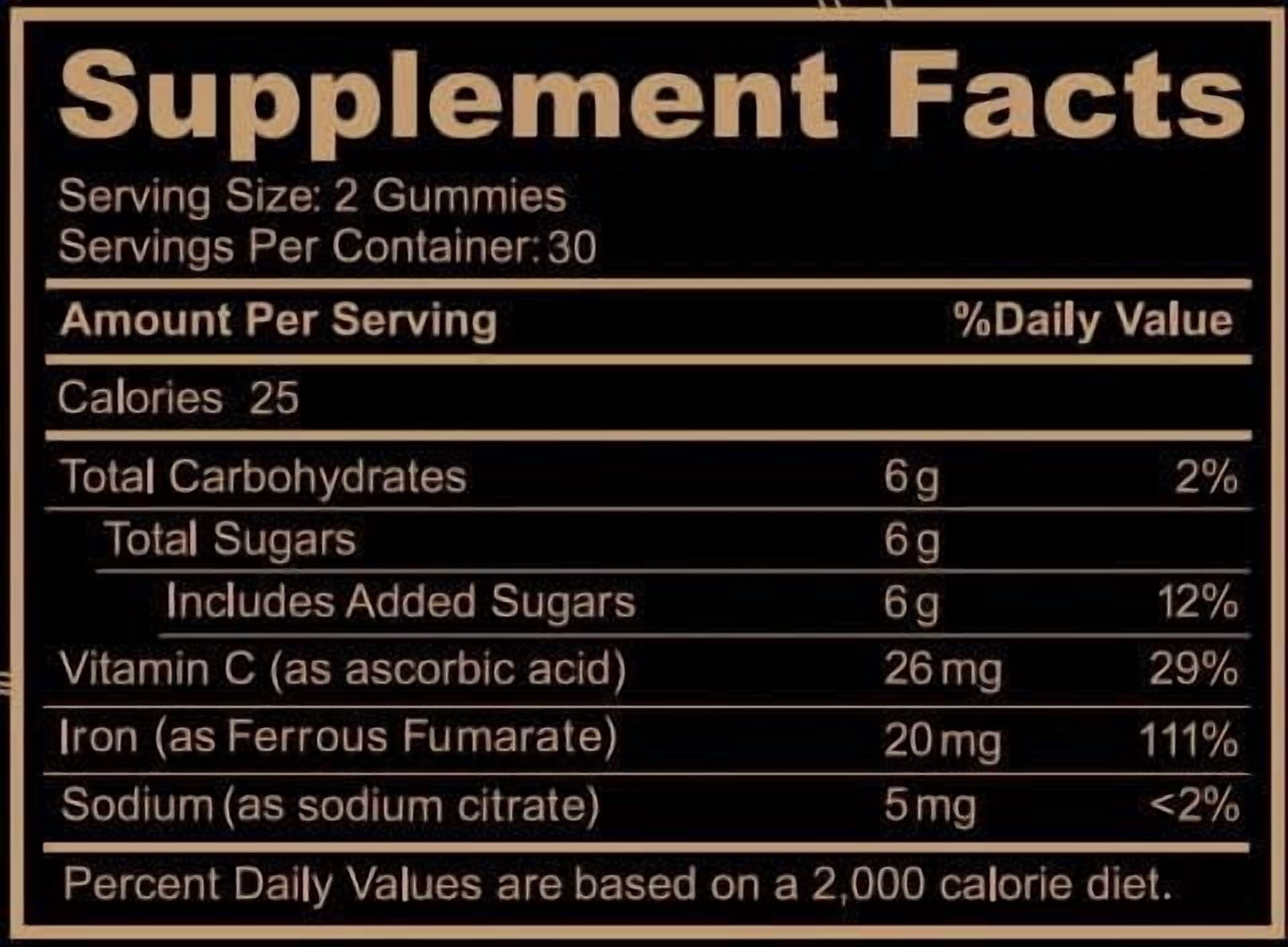 Black Girl Vitamins - Iron Gummies (20 mg), Supports Iron Deficiency & Anemia, Gluten-Free, Gelatin Free, Made in The USA (Grape, 60 Count) 30 Day Supply