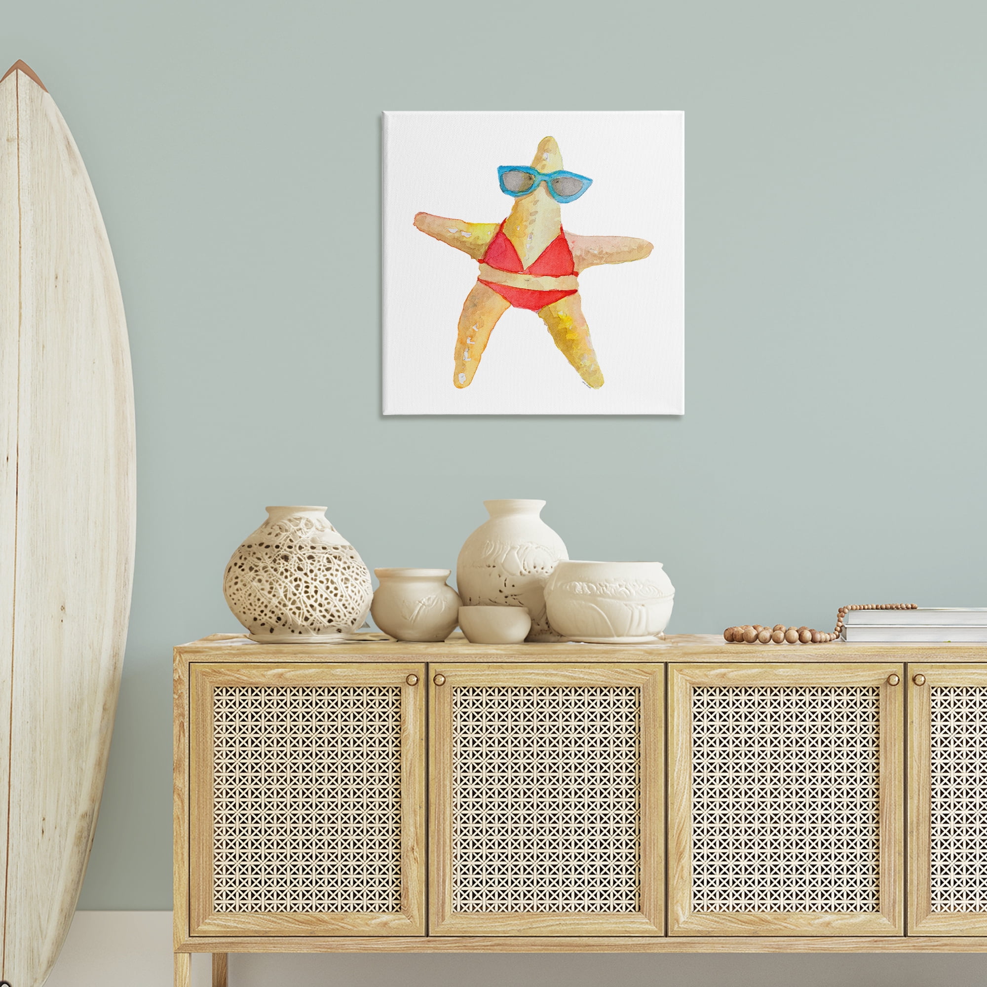 Stupell Industries Fun Swimsuit Starfish Novelty Painting Gallery Wrapped Canvas Art Print Wall Art, 30 x 30