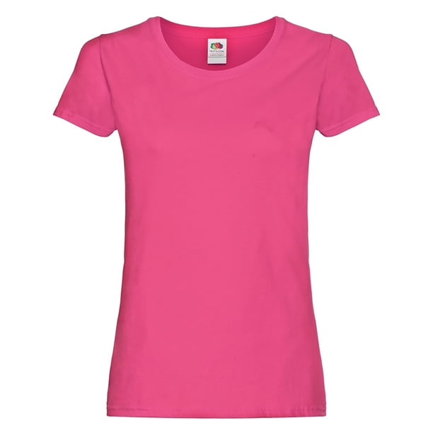 Fruit of the Loom - Camiseta de manga corta ajustada modelo Lady-Fit Original para mujer (Fucsia)