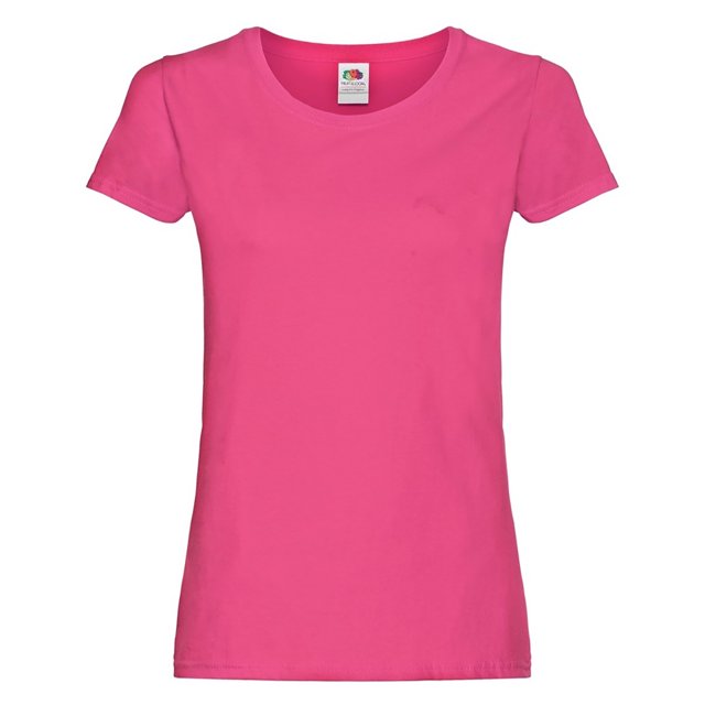 Fruit of the Loom - Camiseta de manga corta ajustada modelo Lady-Fit Original para mujer (Fucsia)