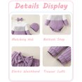 thumbnail image 5 of 12 Months Baby Girls Clothes 18 Months Girls 4PCS Fall Winter Outfits Set Infant Girls Long Sleeve Color-blocked Top Pants Set with Headband Hat Purple, 5 of 6