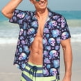 thumbnail image 7 of Gaeub flower Skull in starry sky Print Men's Hawaiian Shirt,Button Down Short Sleeves Shirts,Tropical Beach Casual Button Down Shirts,3X-Large, 7 of 7