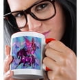 thumbnail image 2 of 3drose, Magenta Fantasy Stallion and Pink Fairy, Blue and Pink Background Fantasy, 15oz Two-tone Red Mug, 2 of 6