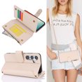 thumbnail image 3 of for Samsung Galaxy S24 Crossbody Wallet Case, RFID Blocking Case Wallet with Card Slots, Fashion PU Leather Magnetic Clasp Zipper Wrist Strap Phone Cover for Samsung Galaxy S24, White, 3 of 11
