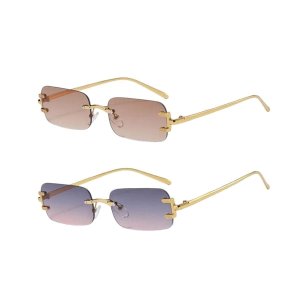 Gafas de sol sin montura Sunnimix Y2K violeta y marrón para adultos