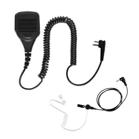 Motorola 2 Pin Speaker Microphone BOMMEOW BPM290ARP25-M1A IP65 Waterproof Shoulder Speaker Microphone + Listen Only Earpiece for Motorola 2 Pin ()