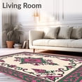 thumbnail image 2 of ODIKA 8'x10' Machine Washable Non-Slip Area Rug, Traditional Paisley Damask Ornamental Vintage Inspired High Traffic Rug with Pad, Pink, 594506, 2 of 8