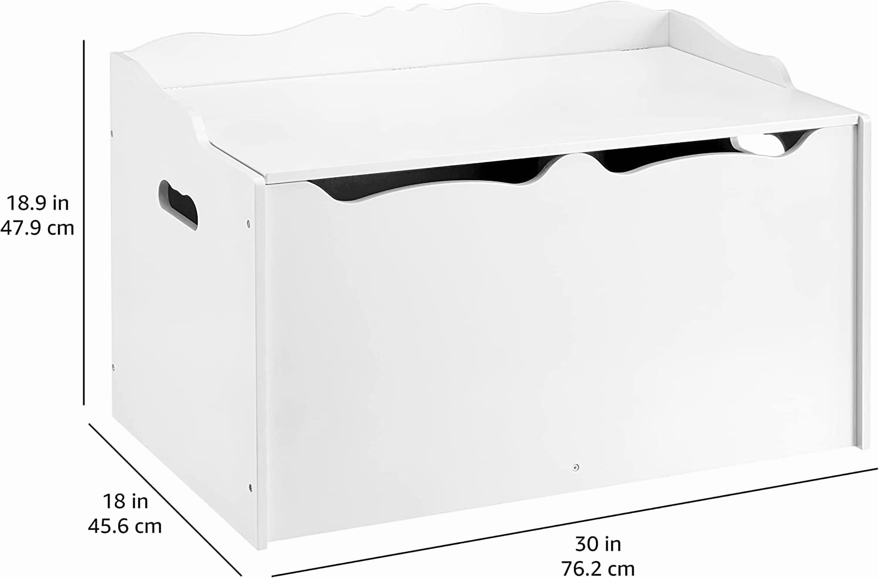 Kids Wooden Toy Storage Chest with Safety Lid, Spacious Organizer for Bedroom, White