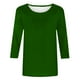 thumbnail image 5 of ICHUANYI ClearanceWomen's Fashion Solid Loose T-shirt Mid-length 3/4 Sleeves Blouse Round Neck Casual Tops(Green, M) ICHUANYI WER20232080500188, 5 of 5