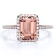 thumbnail image 1 of JeenMata Anillo de Compromiso de 1,75 Quilates con Halo de Morganita Creada en Color Rosa Melocotón con Corte Esmeralda en Oro Rosa de 18 K sobre Plata, 1 of 6
