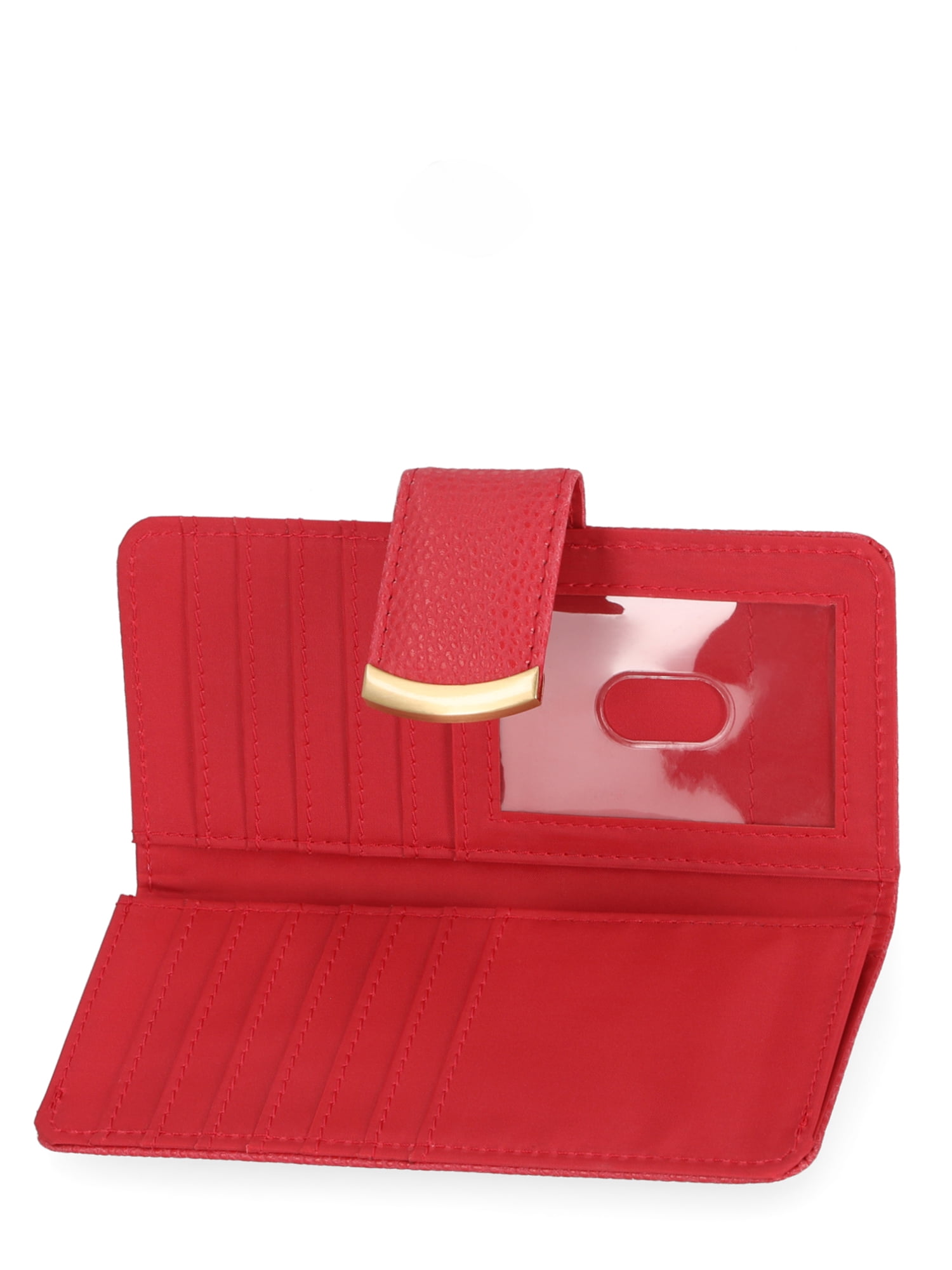 Time and Tru Women's Alexandra Slim Tab Wallet, Solid Red
