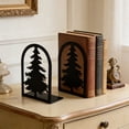 thumbnail image 1 of Tree Bookends Metal 2 Pack, 17.5cm Decorative Black for Heavy Books, L Shaped Non Slip Padded Base, Rounded Corner Safe Design and Home Office Library Organizer, 1 of 6