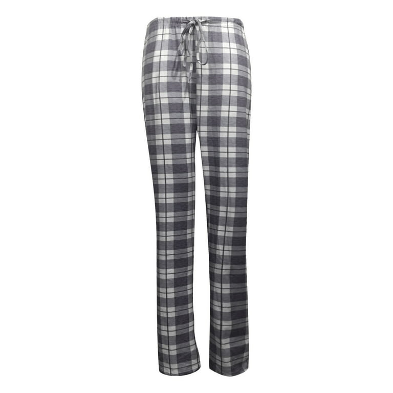 HAPIMO Savings Women's Flannel Pajama Pant Buffalo Plaid Pajama with  Pockets Wide Leg Lightweight Casual Elastic Waist Home Yoga Pant Gray S