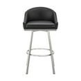 thumbnail image 4 of Noran Swivel Bar Stool in Brushed Stainless Steel with Black Faux Leather, 4 of 13