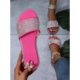 thumbnail image 1 of Women Black Allover Rhinestone Slide Sandals, 1 of 4