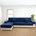thumbnail image 3 of Sanmadrola Waterproof Couch Cushion Cover for Sectional Sofa,Slipcover Stain Resistant High Elasticity Wear-Resistant Striped Sofa Cover, Dark Blue 3 Piece Set for Furniture, Children, Pets, 3 of 7