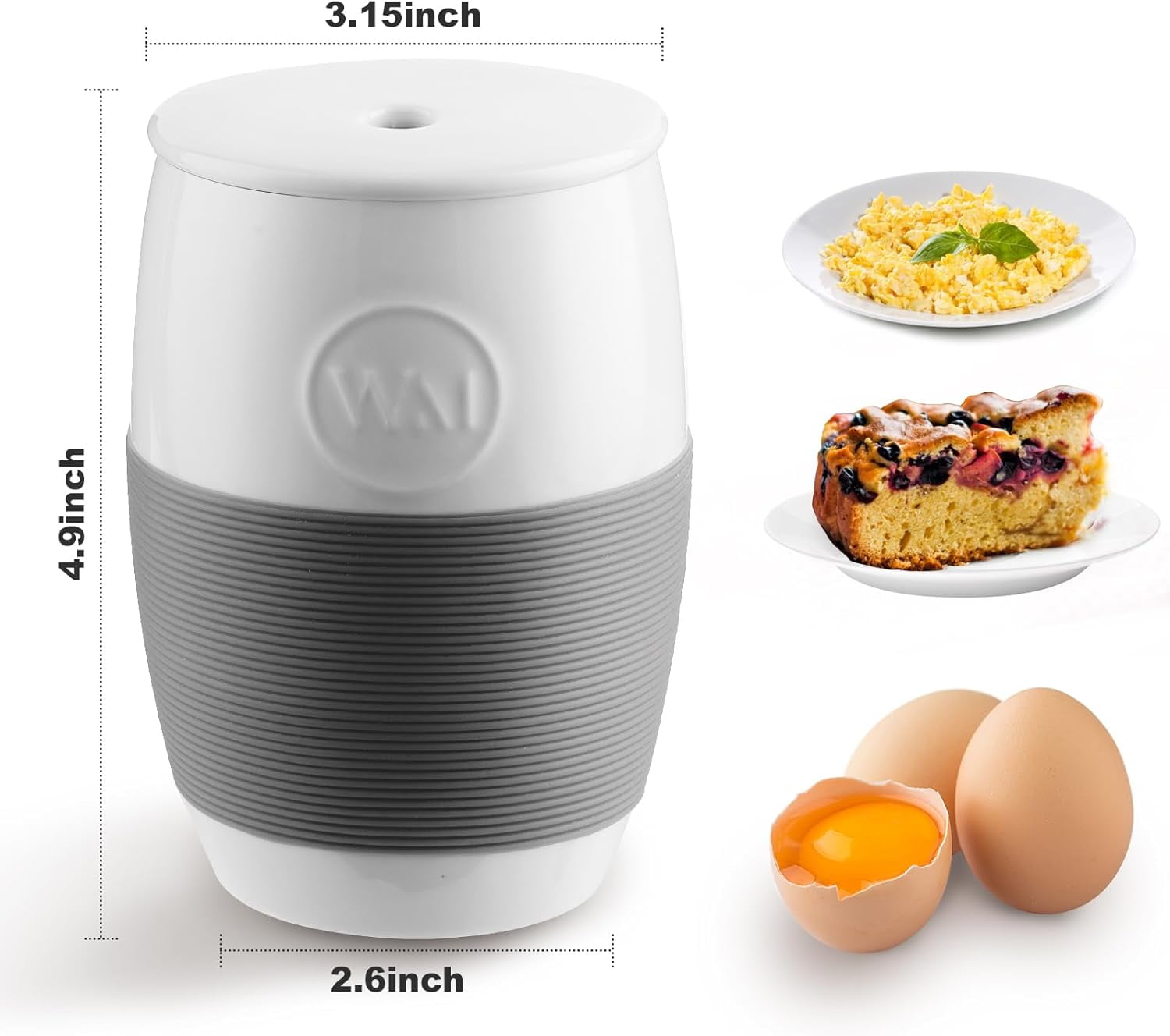 Non-Stick Ceramic Egg Cooker,Quick Scrambled Maker with Silicone Sleeve for Easy Grip and Heat Protection,Microwave Cooker Holds Up to 4 Eggs Mug Cake, Muffin, Omelet