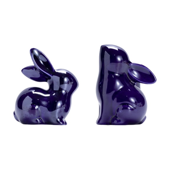 BotaniNest Ceramic Rabbit Ceramic Bunny Figurine Porcelain Modern Art Home Decor, A Set of 2 Rabbit Decor, Easter Bunny Rabbits, Easter Decorations for Home,Blue