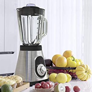 700W licuadora Homgeek Licuadora de batidos, licuadora de encimera de 750 W con 2 velocidades ajustables y función de pulso, licuadora de cocina con jarra de vidrio Tritan de 48 oz para batidos, batid Homgeek 700W licuadora
