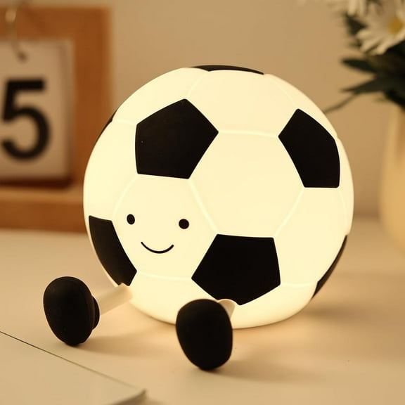 Soccer Night Light for Boys Light Up Football Lamp Dimmable Rechargeable Silicone Night Light Home Decor Birthday Christmas Gifts for Kids