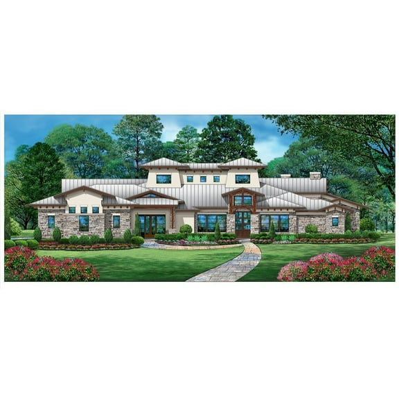 015-988: Luxury Traditional 4 Bed, 6 Bath Luxury Home Plan, 6083 Sq Ft: Full Blueprints with License to Build by Home Plan Marketplace - Lesuto