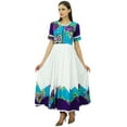 thumbnail image 2 of Bimba Women Cotton Kurti Designer Long Maxi Dress Short Sleeve Flaired Kurta, 2 of 9