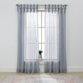 thumbnail image 2 of (2 pack) Better Homes & Gardens Sheer Windowpane Stitch Tie Top Single Curtain Panel, Soft Silver, 50" W x 84" L, 2 of 6