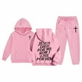 thumbnail image 3 of Gaexia Boys Sweatsuit Tracksuits Hoodie Pullover Tops Pants Soccer Outfit Loose Fit Hoodie Sets 2 Pieces Boys Sweatsuit Set Back To School Clothes for Teen Boys,Pink,3-4, 3 of 3