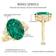 thumbnail image 5 of Rosec Jewels Oval Cut Created Emerald Solitaire Ring with Diamond for Women (10X14 mm), 10K Yellow Gold, US 4.50, 5 of 9