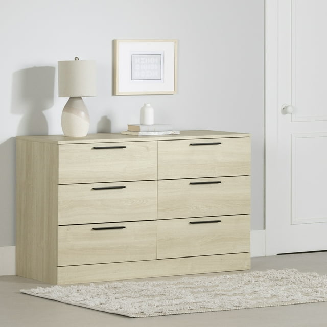 Commode 6 tiroirs pour Adulte, fini Chêne blanchi, collection Step One Essential de Meubles South Shore