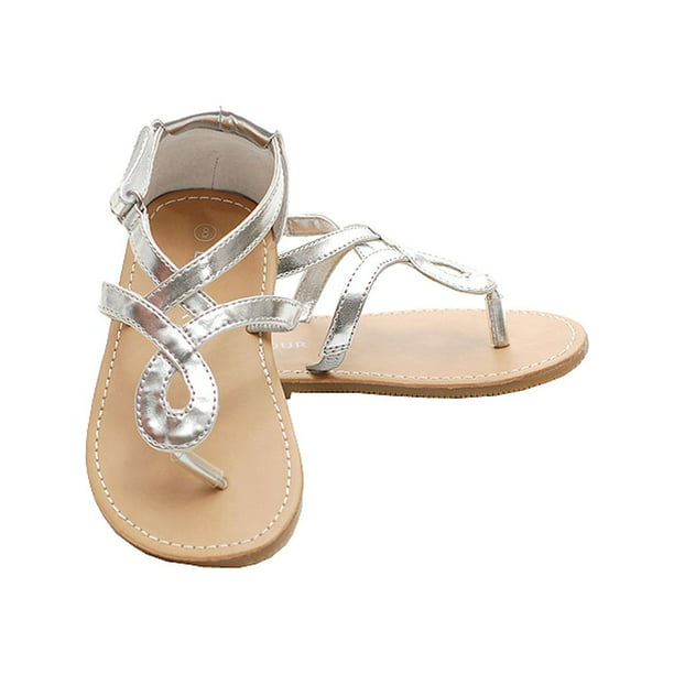IM Link - Silver Loop Strap Spring Sandals Shoes Toddler Little Girls 7 ...