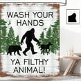 thumbnail image 2 of Retro Country Funny Animal Shower Curtain Rustic Vintage Forest Chimpanzee Brown Bear Deer Farmhouse Bathroom Curtain Polyester Fabric Waterproof Shower Curtain Set with 12 Hooks, 69X84IN, 2 of 7