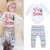 4 Pcs Baby Boy Girl Cloth Christmas Outfit Romper Pants Leggings Hat Clothes Set(80) 3-6 months