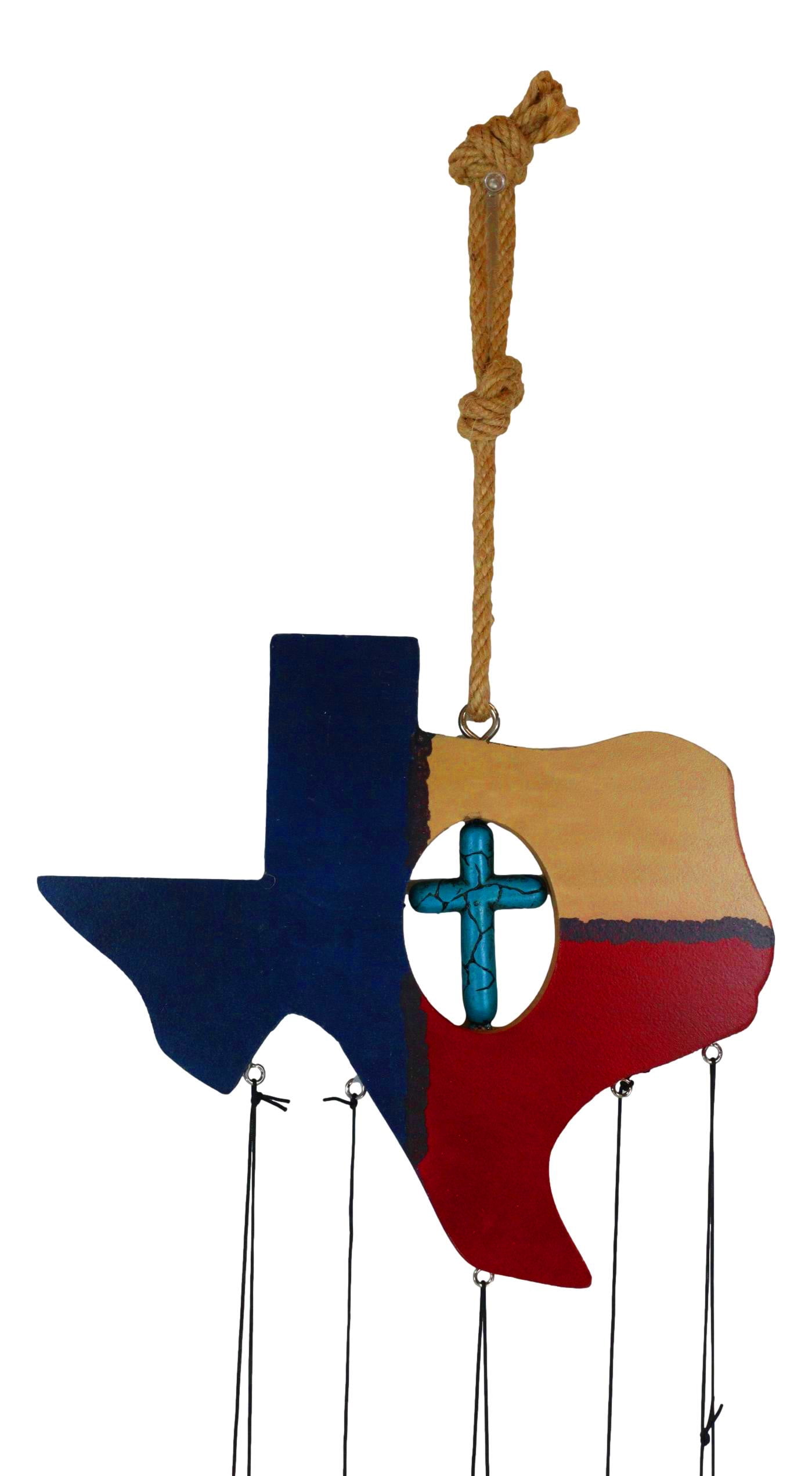 Pack of 2 Western Star Texas State Flag Cowboy Boot Turquoise Cross Wind Chimes